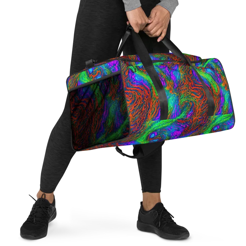 Neon Tidal Fire on Duffle Bag — Right Front