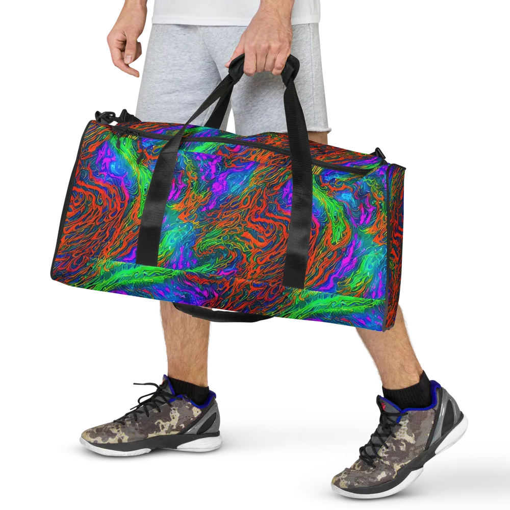 Neon Tidal Fire on Duffle Bag — Front