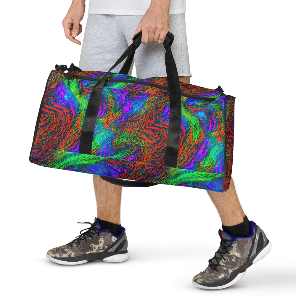 Neon Tidal Fire on Duffle Bag — Front