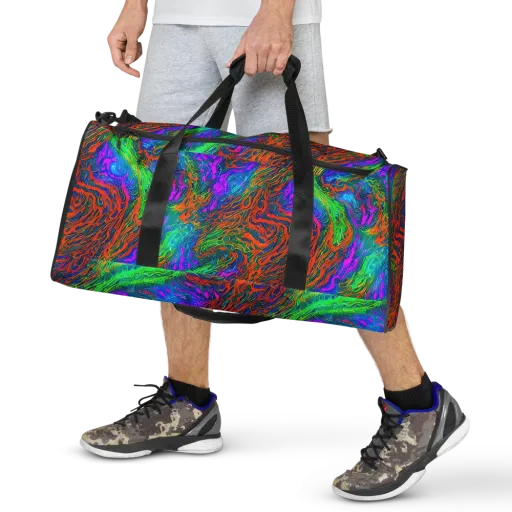 Neon Tidal Fire on a Duffle Bag