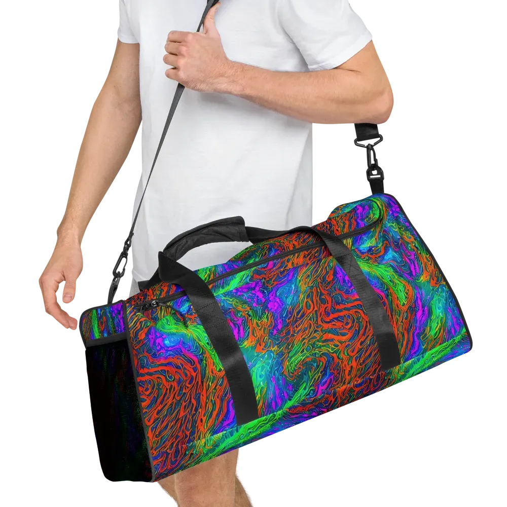 Neon Tidal Fire on Duffle Bag — Right Front