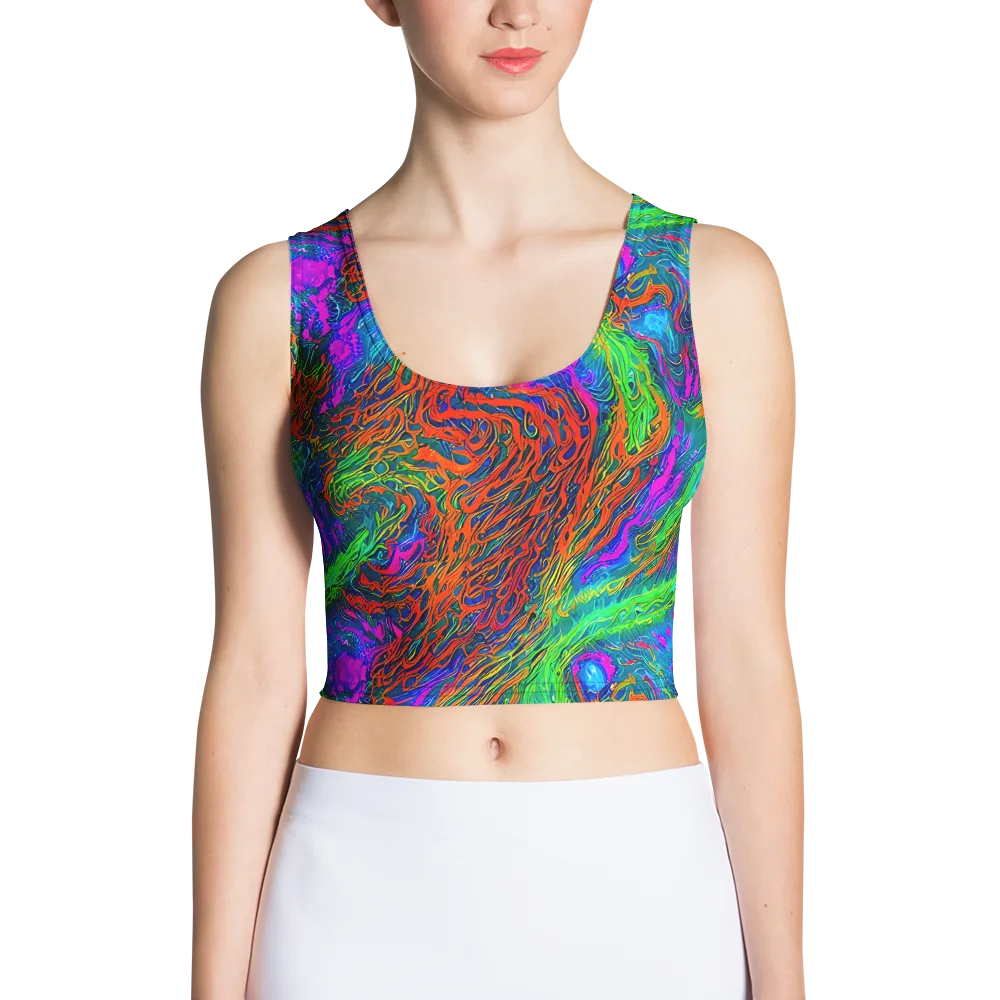 Neon Tidal Fire on Crop Top — Front