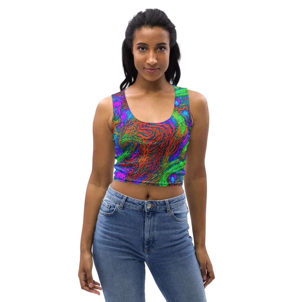 Neon Tidal Fire on Crop Top — Front