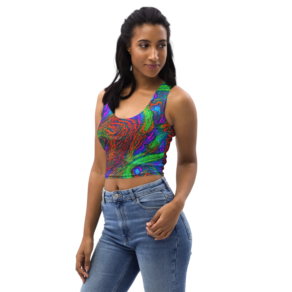 Neon Tidal Fire on Crop Top — Left Front