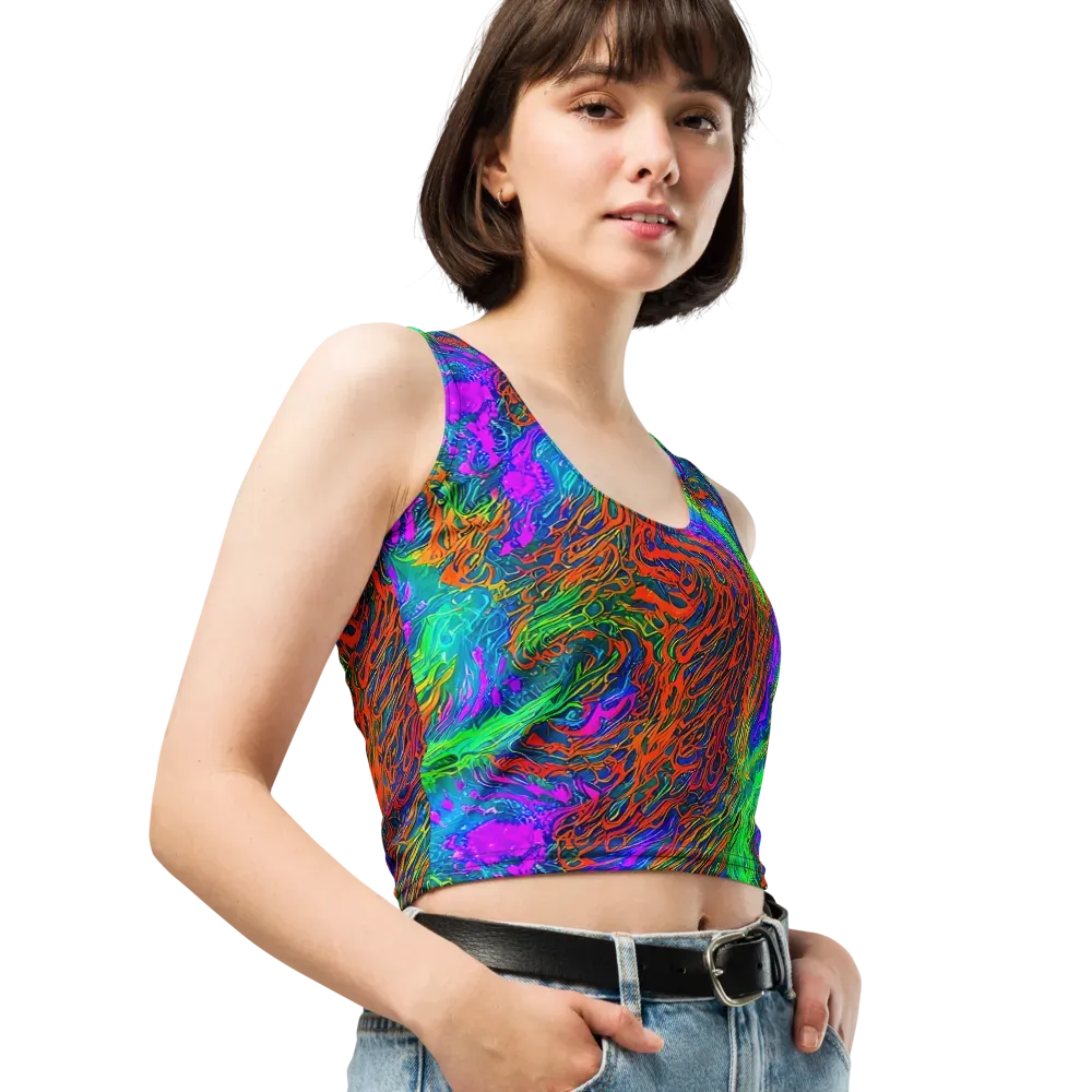 Neon Tidal Fire on Crop Top — Right Front