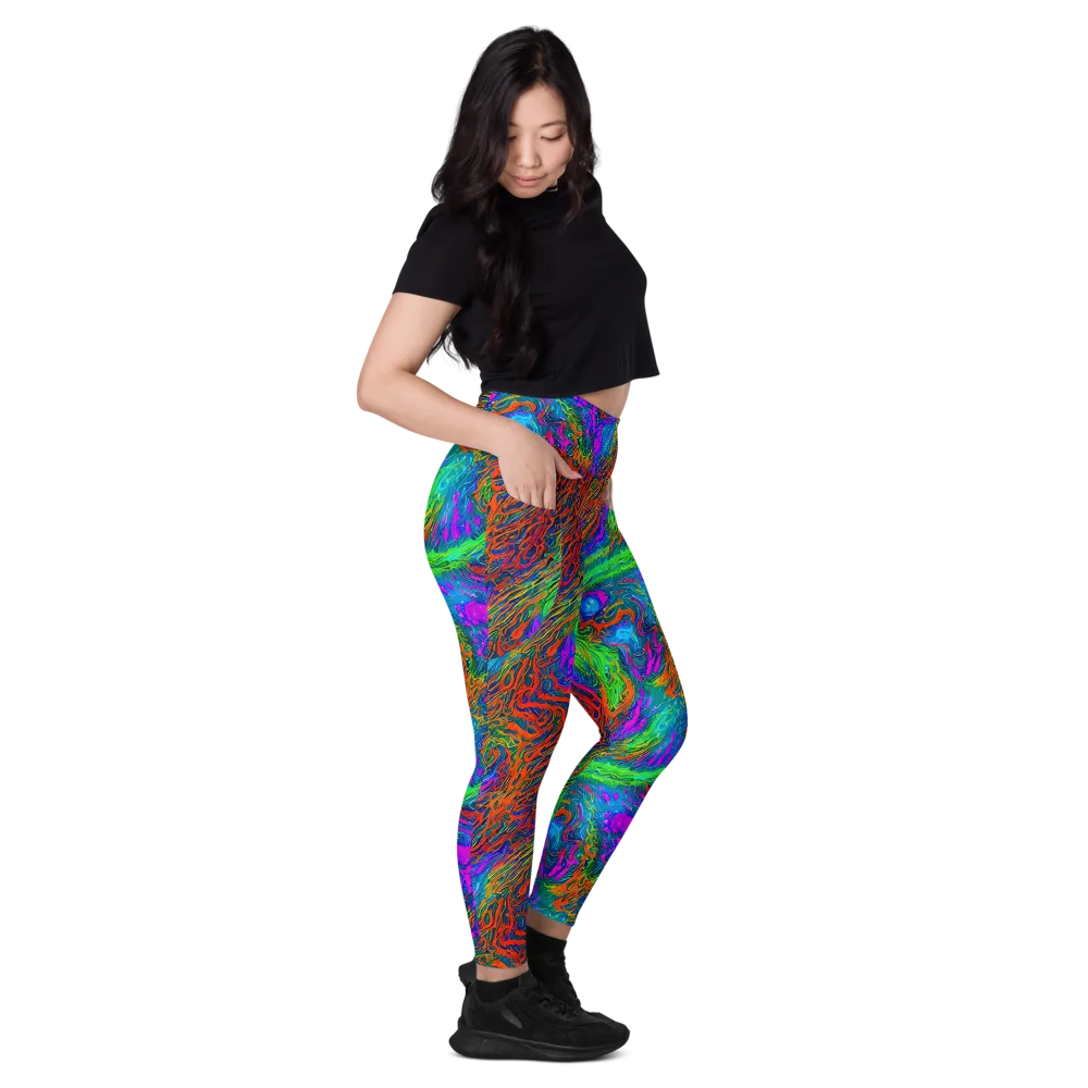 Neon Tidal Fire on Leggings with Pockets — Right