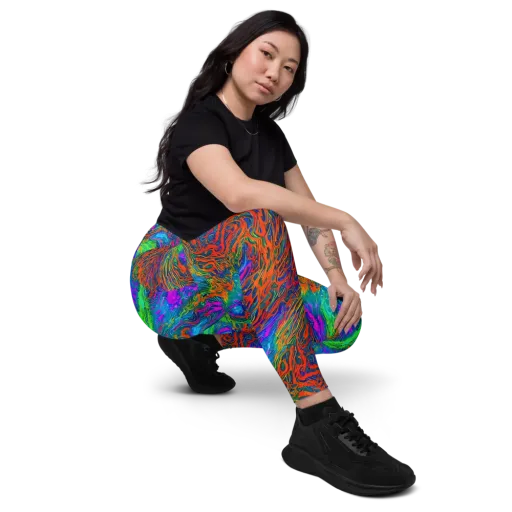 Neon Tidal Fire on a Leggings with Pockets