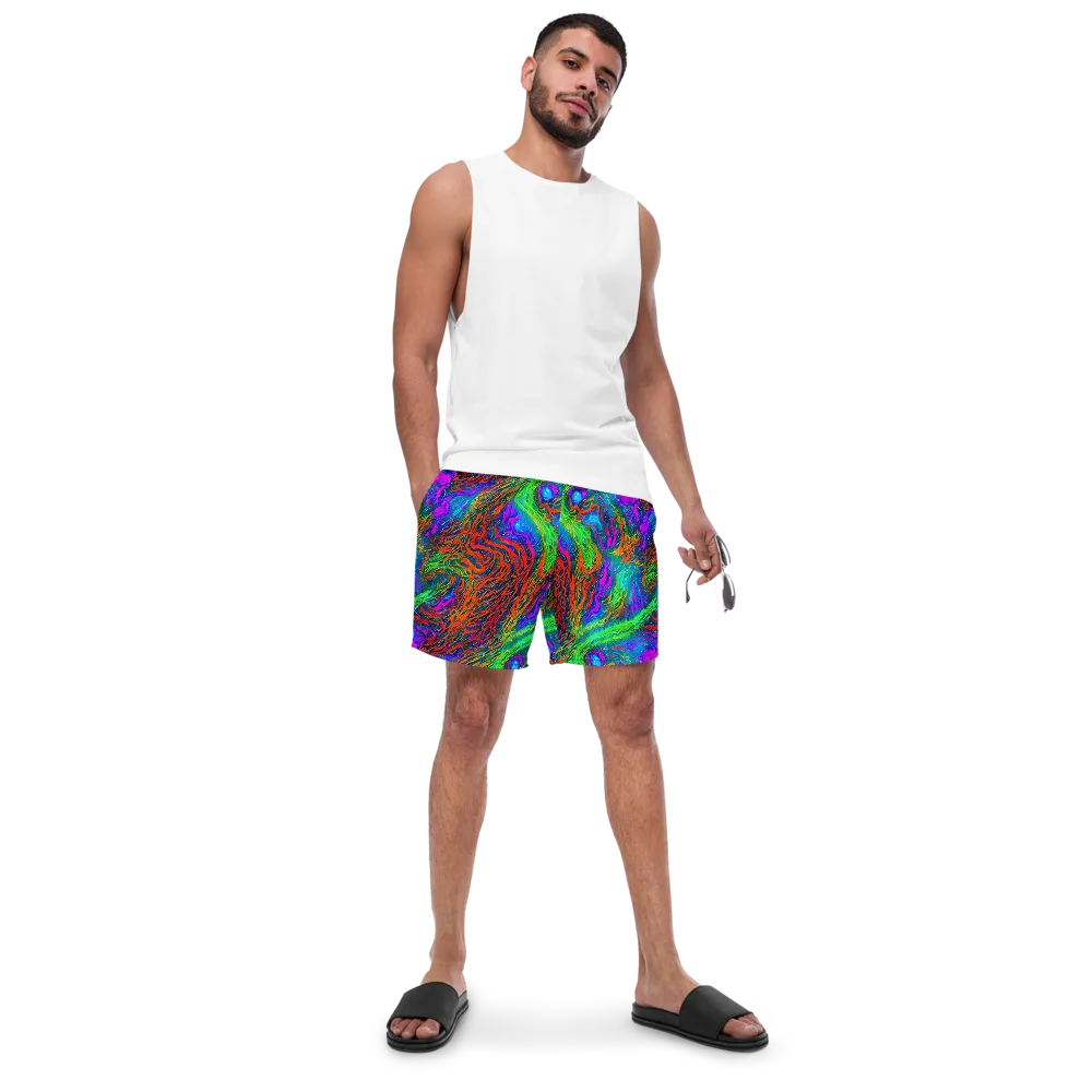 Neon Tidal Fire on Swim Trunks — Front