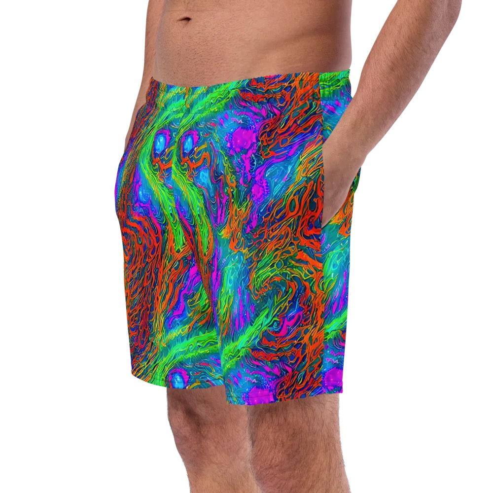 Neon Tidal Fire on Swim Trunks — Left Front