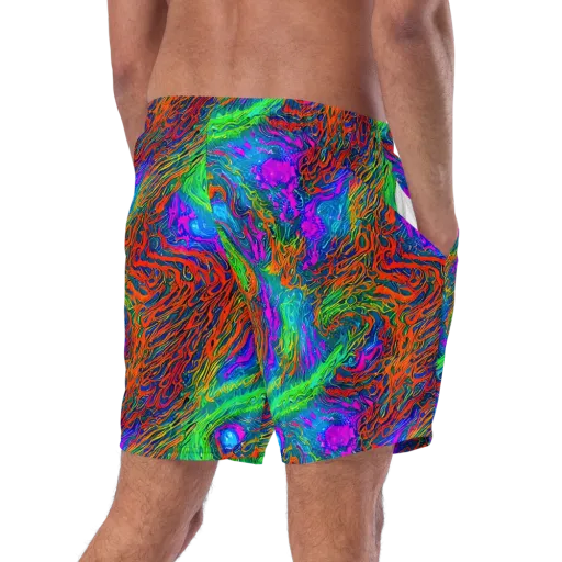 Neon Tidal Fire on a Swim Trunks