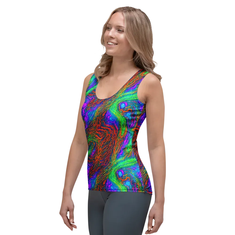 Neon Tidal Fire on Women's Tank Top — Left Front