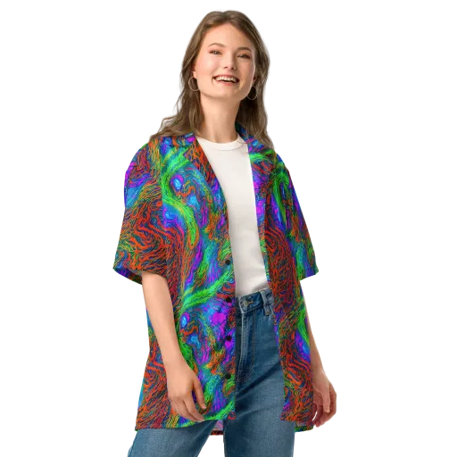 Neon Tidal Fire on a Button Shirt