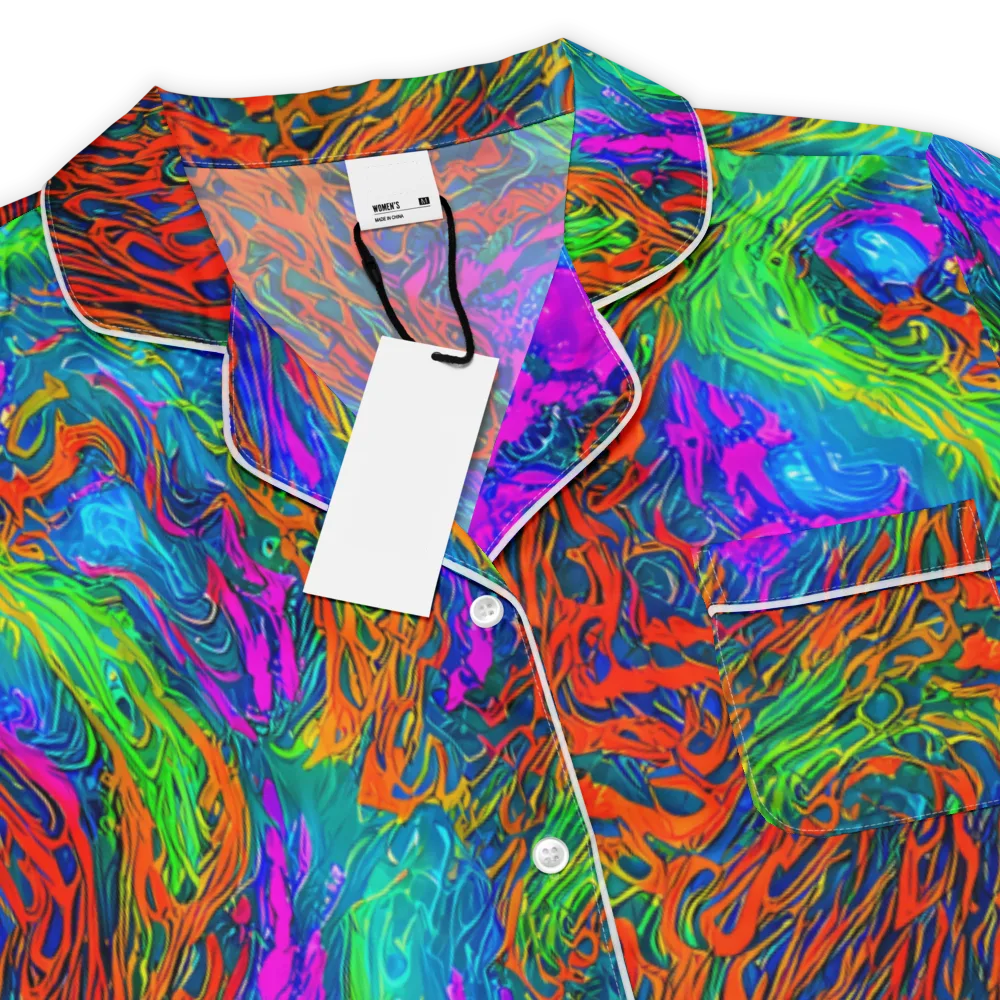 Neon Tidal Fire on Women's Short Sleeve Pajama Top — Product details