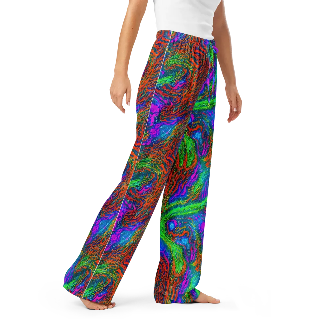 Neon Tidal Fire on Women's Pajama Pants — Right Front