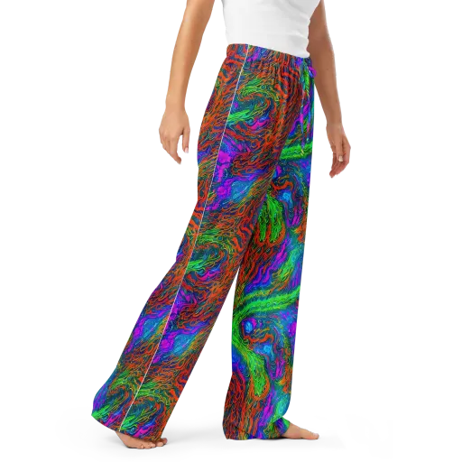 Neon Tidal Fire on a Women's Pajama Pants