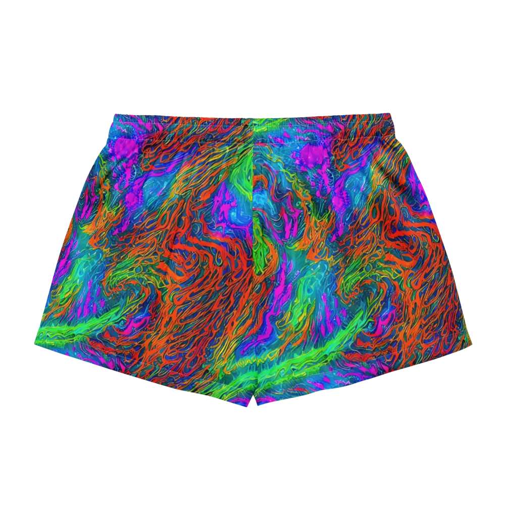 Neon Tidal Fire on Women's Pajama Shorts — Back