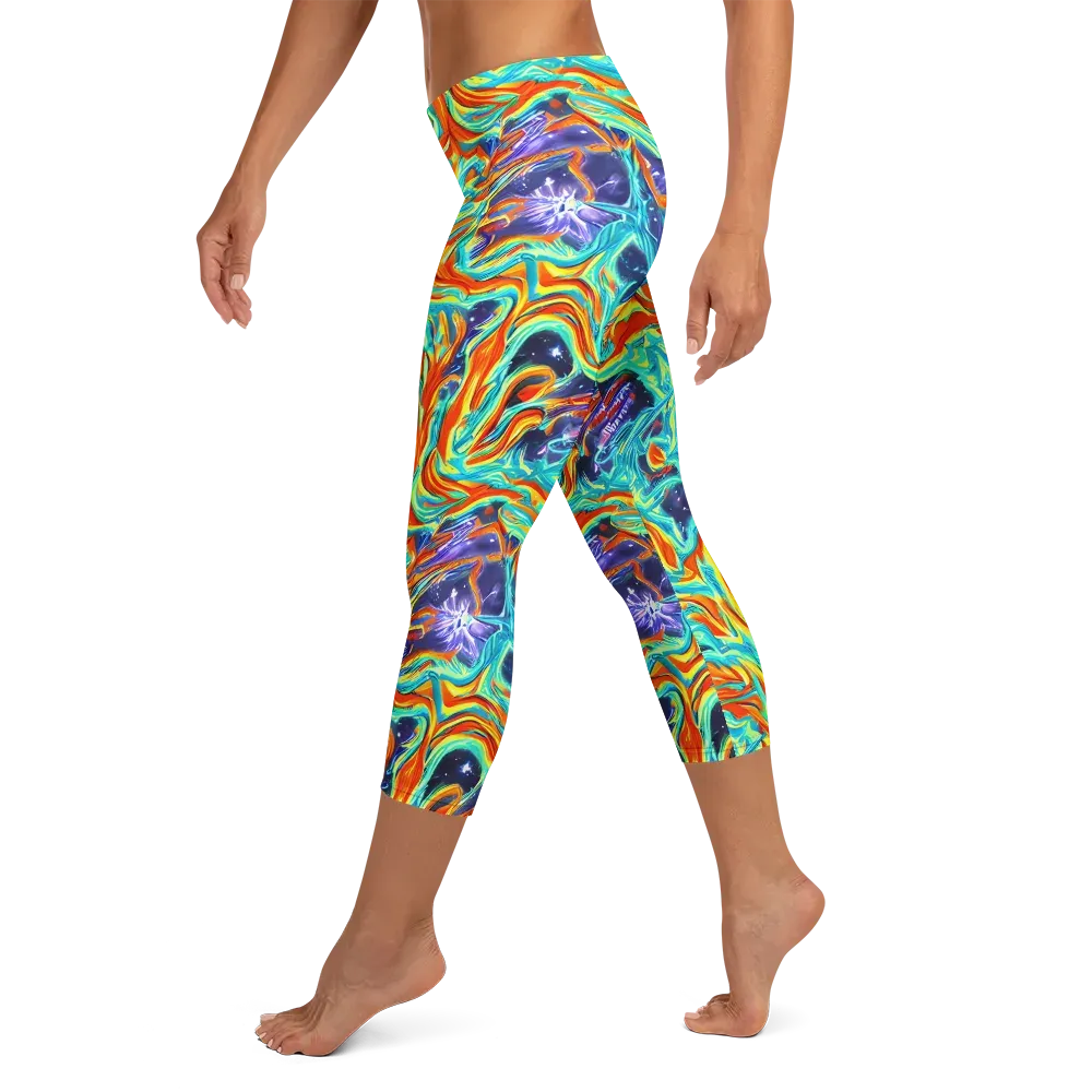 Ultramarine Ember on Capri Leggings — Left