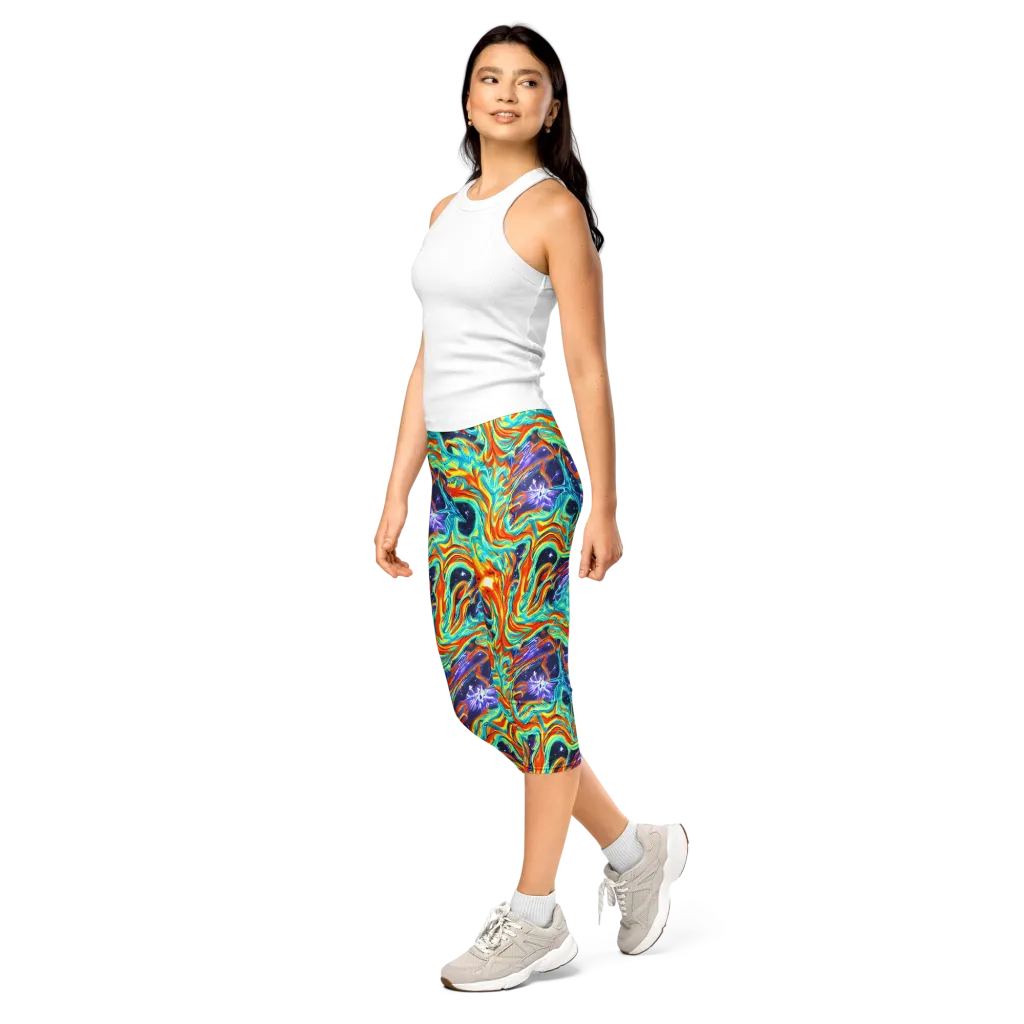 Ultramarine Ember on Capri Leggings — Left Front