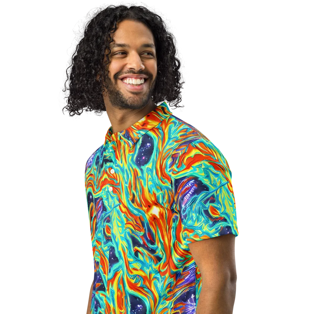 Ultramarine Ember on Men's Slim Fit Polo Shirt — Left Front