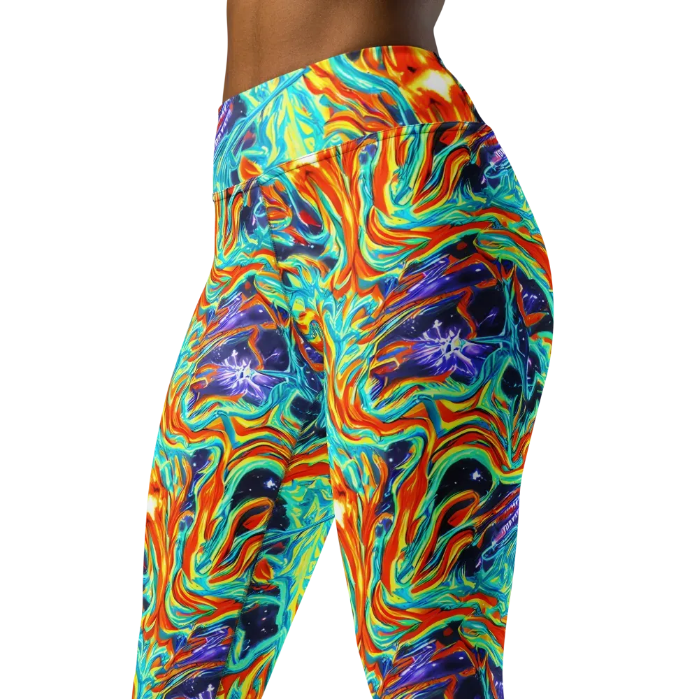 Ultramarine Ember on Yoga Leggings — Left Front