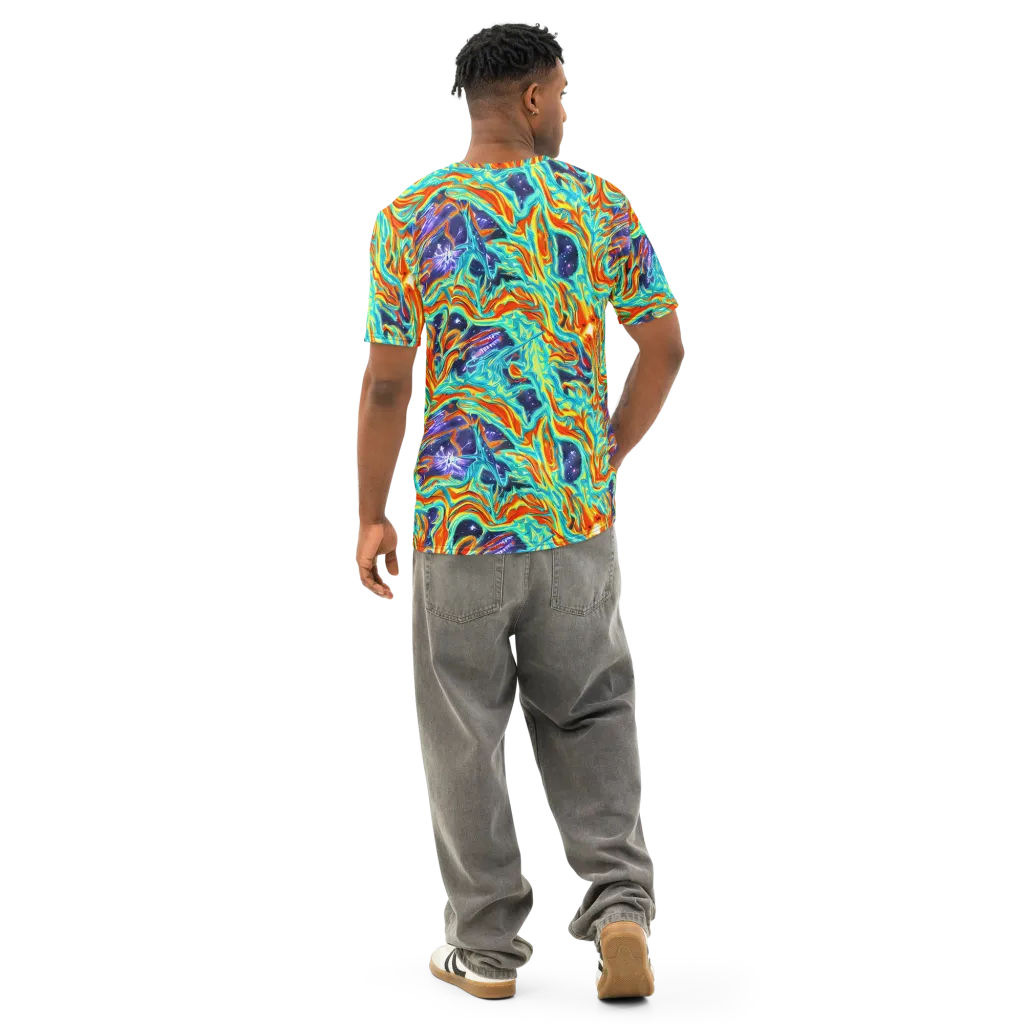Ultramarine Ember on Men's Cotton Crew Neck T-Shirt — Back