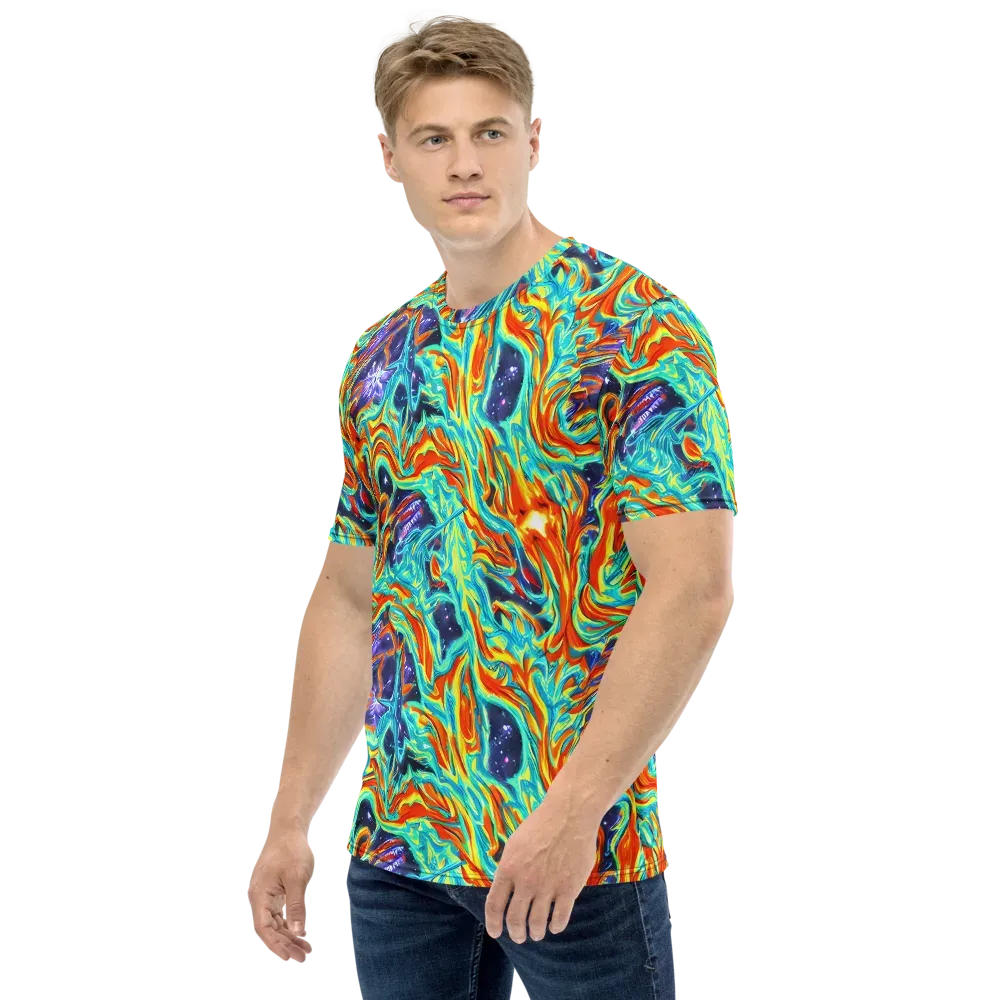 Ultramarine Ember on Men's Crew Neck T-Shirt — Left
