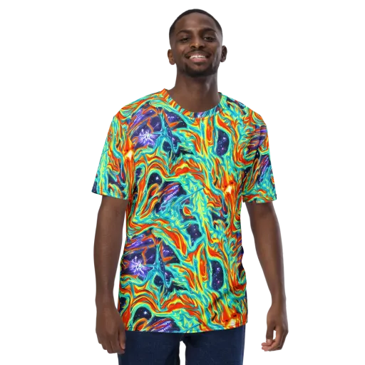 Ultramarine Ember on a Men's Crew Neck T-Shirt