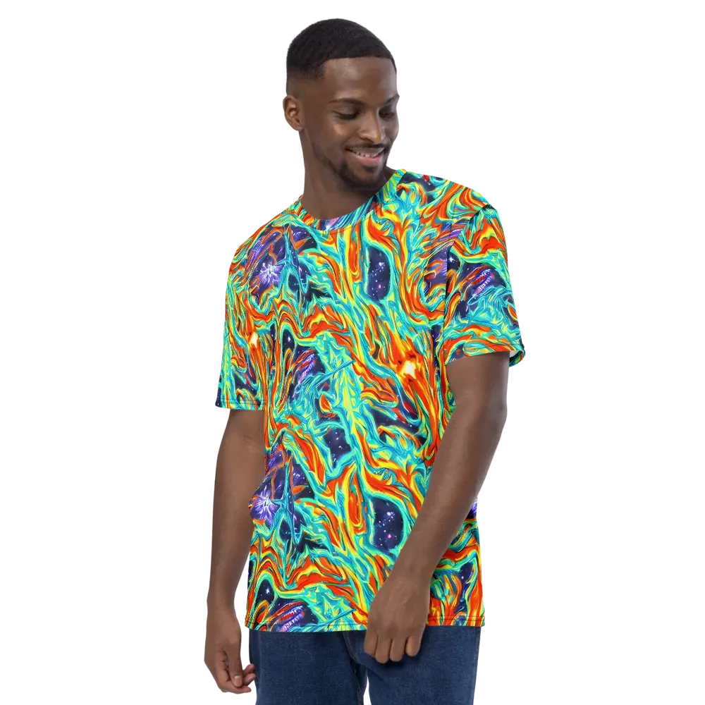 Ultramarine Ember on Men's Crew Neck T-Shirt — Left