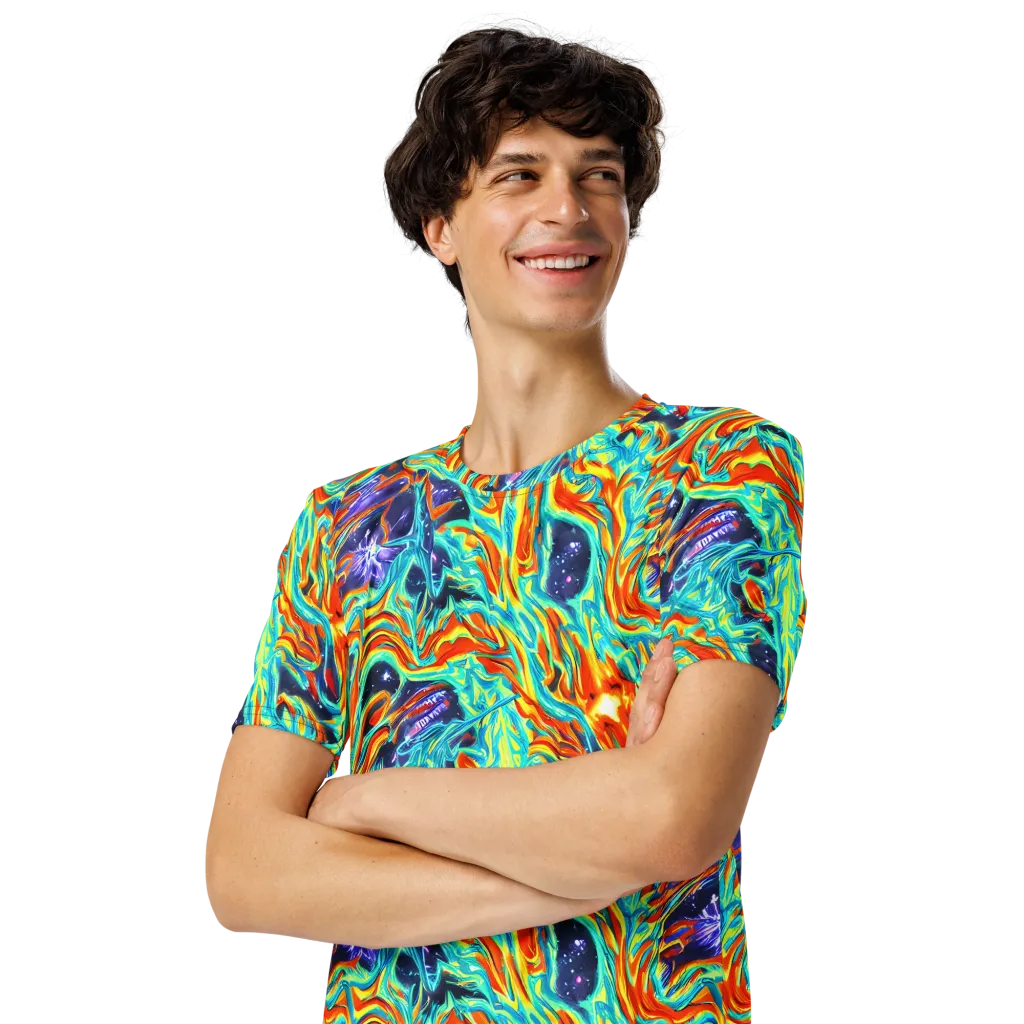 Ultramarine Ember on Men's Crew Neck T-Shirt — Left Front
