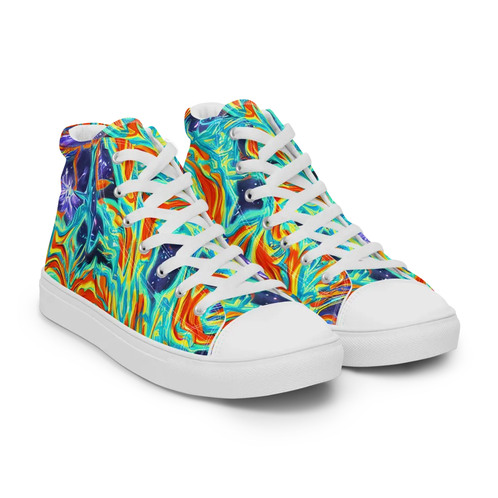 Ultramarine Ember on Men's High Top Canvas Shoes — Right Front