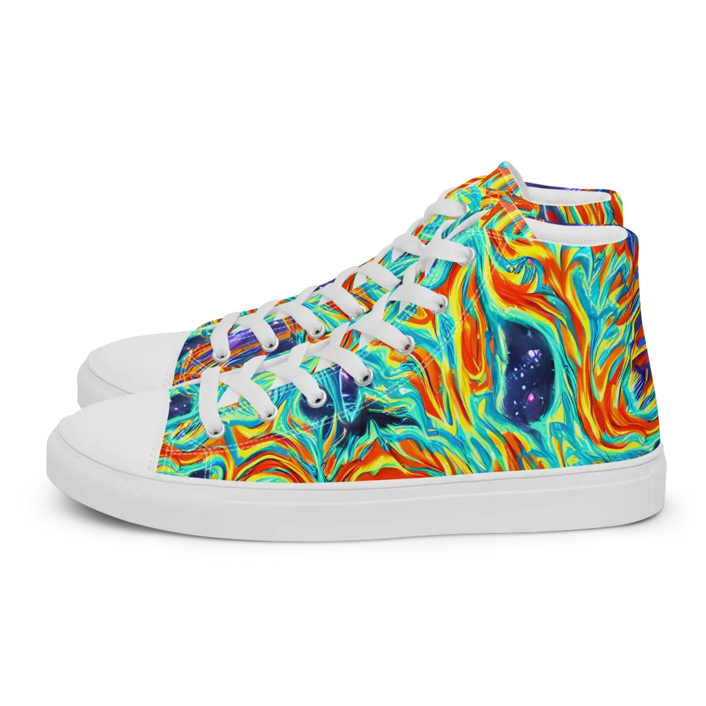 Ultramarine Ember on Men's High Top Canvas Shoes — Left