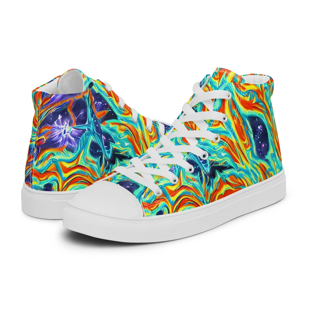 Ultramarine Ember on Men's High Top Canvas Shoes — Left
