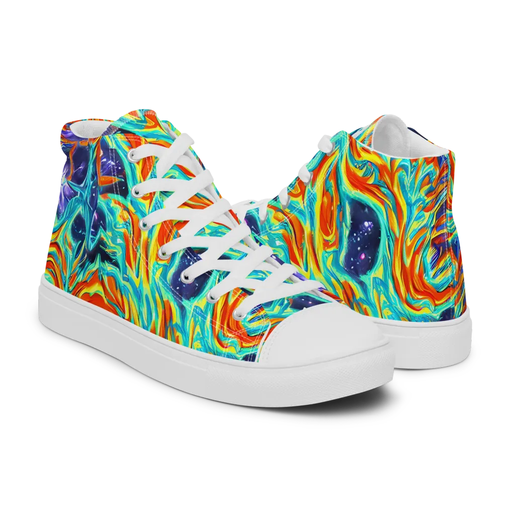 Ultramarine Ember on Men's High Top Canvas Shoes — Right