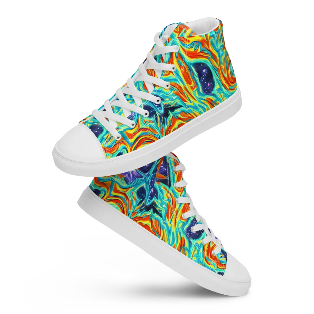 Ultramarine Ember on Men's High Top Canvas Shoes — Front