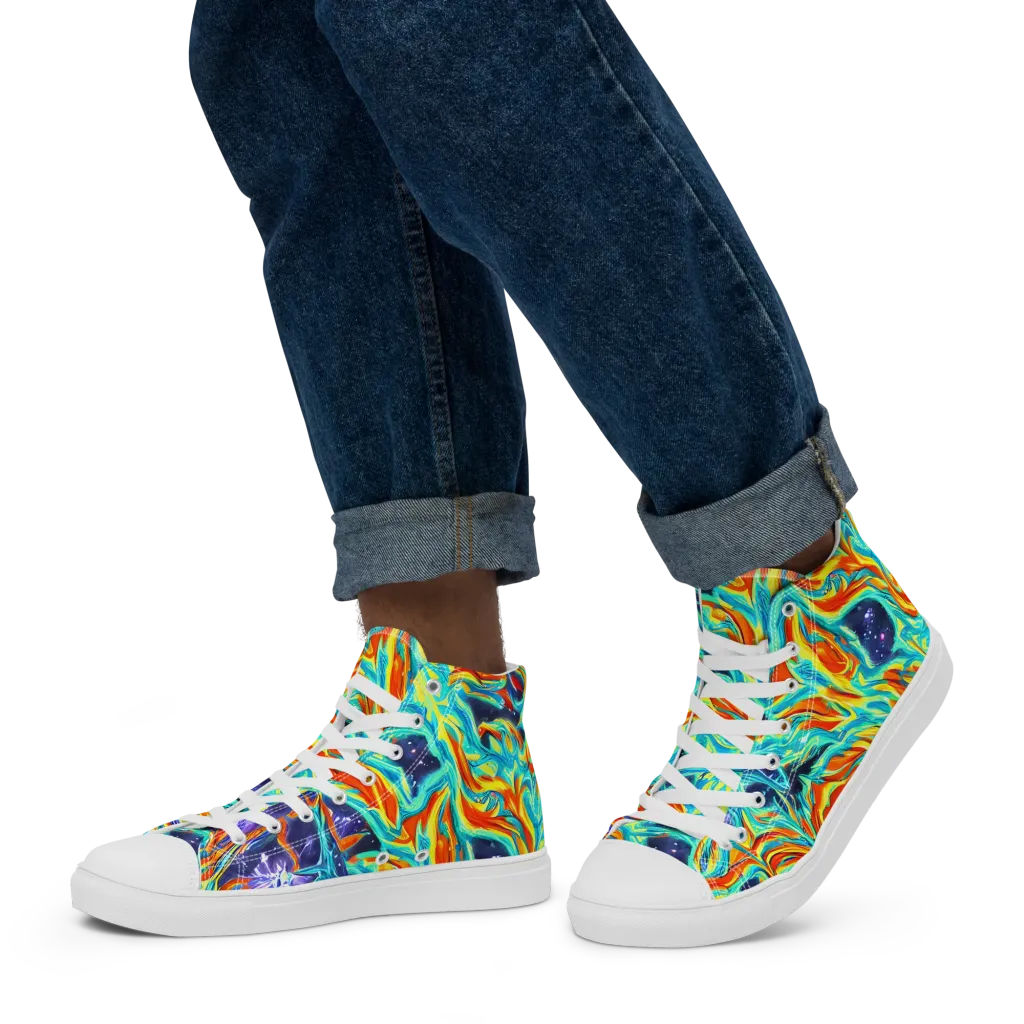 Ultramarine Ember on Men's High Top Canvas Shoes — Left