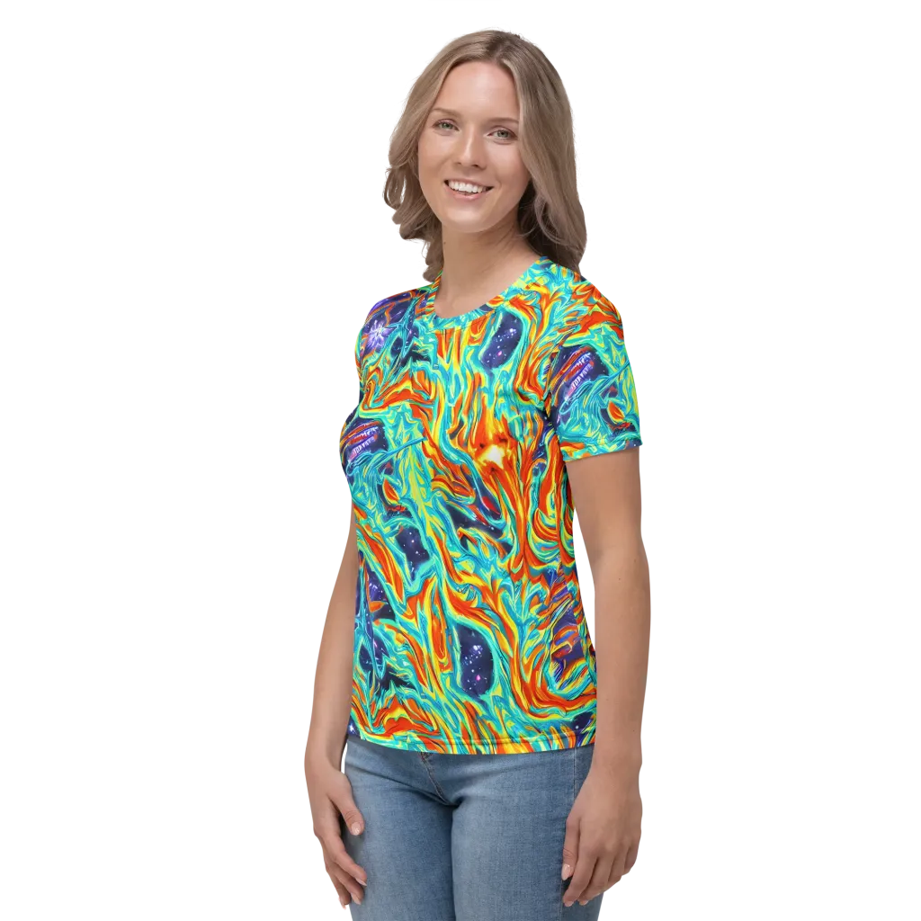 Ultramarine Ember on Women's Crew Neck T-Shirt — Left