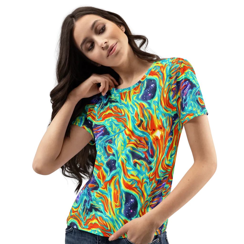 Ultramarine Ember on Women's Crew Neck T-Shirt — Left Front