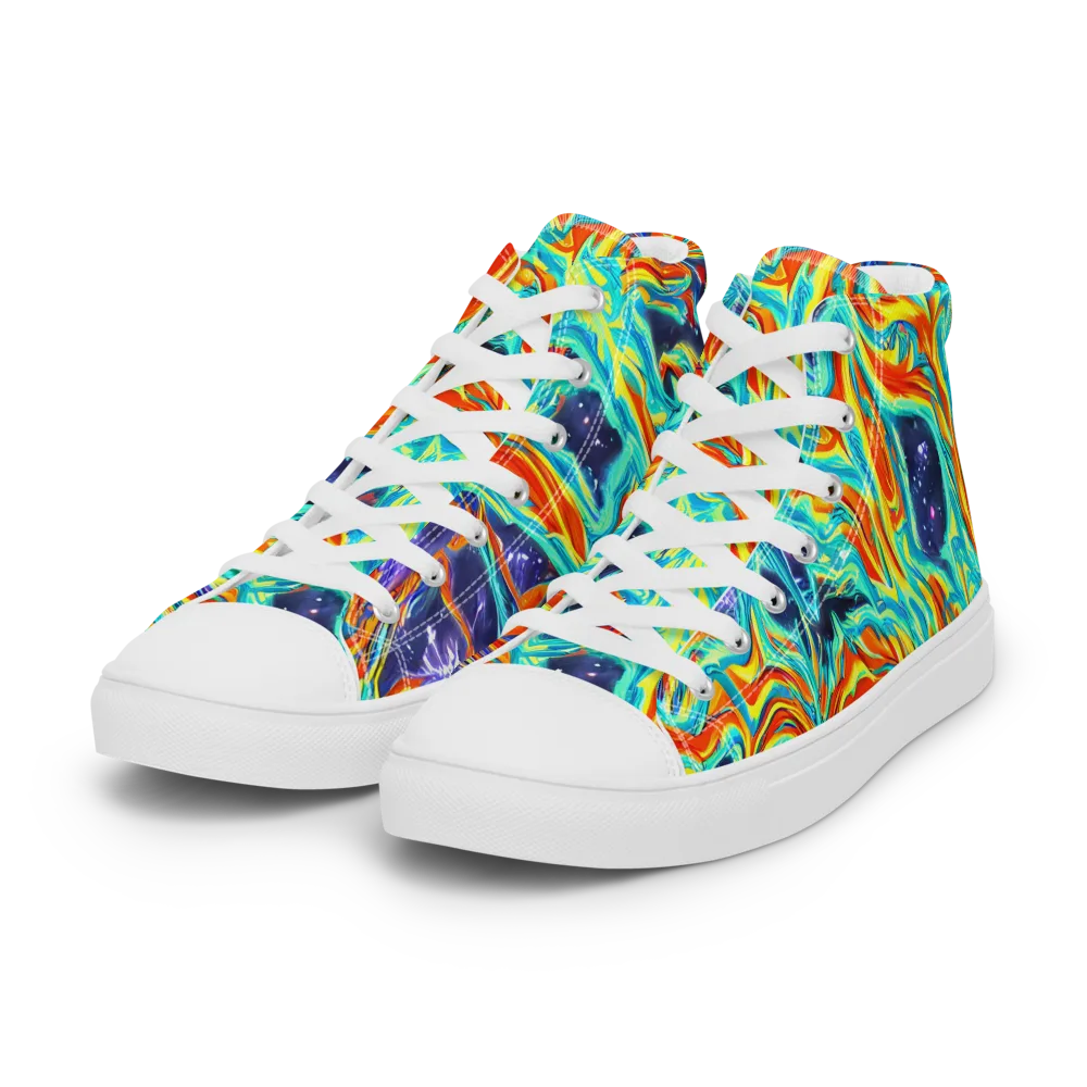 Ultramarine Ember on Women's High Top Canvas Shoes — Left Front