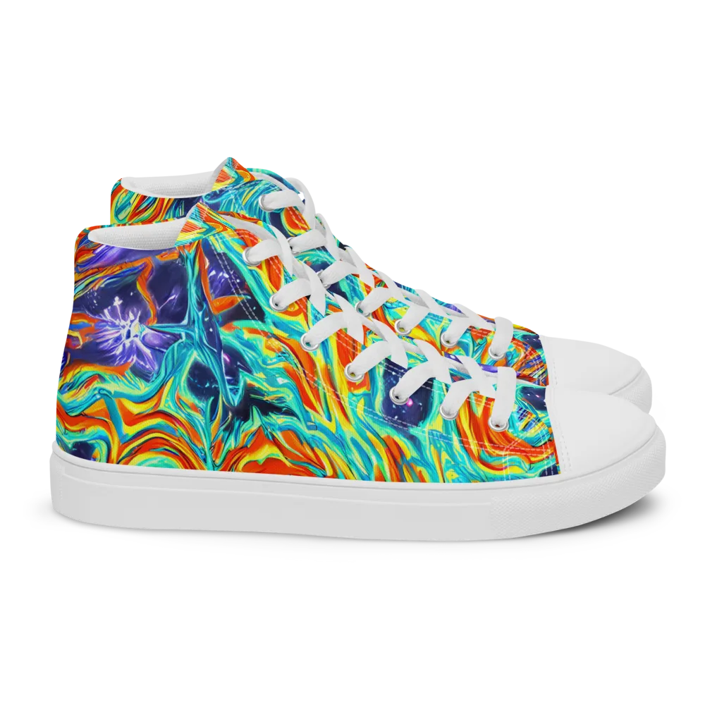 Ultramarine Ember on Women's High Top Canvas Shoes — Right