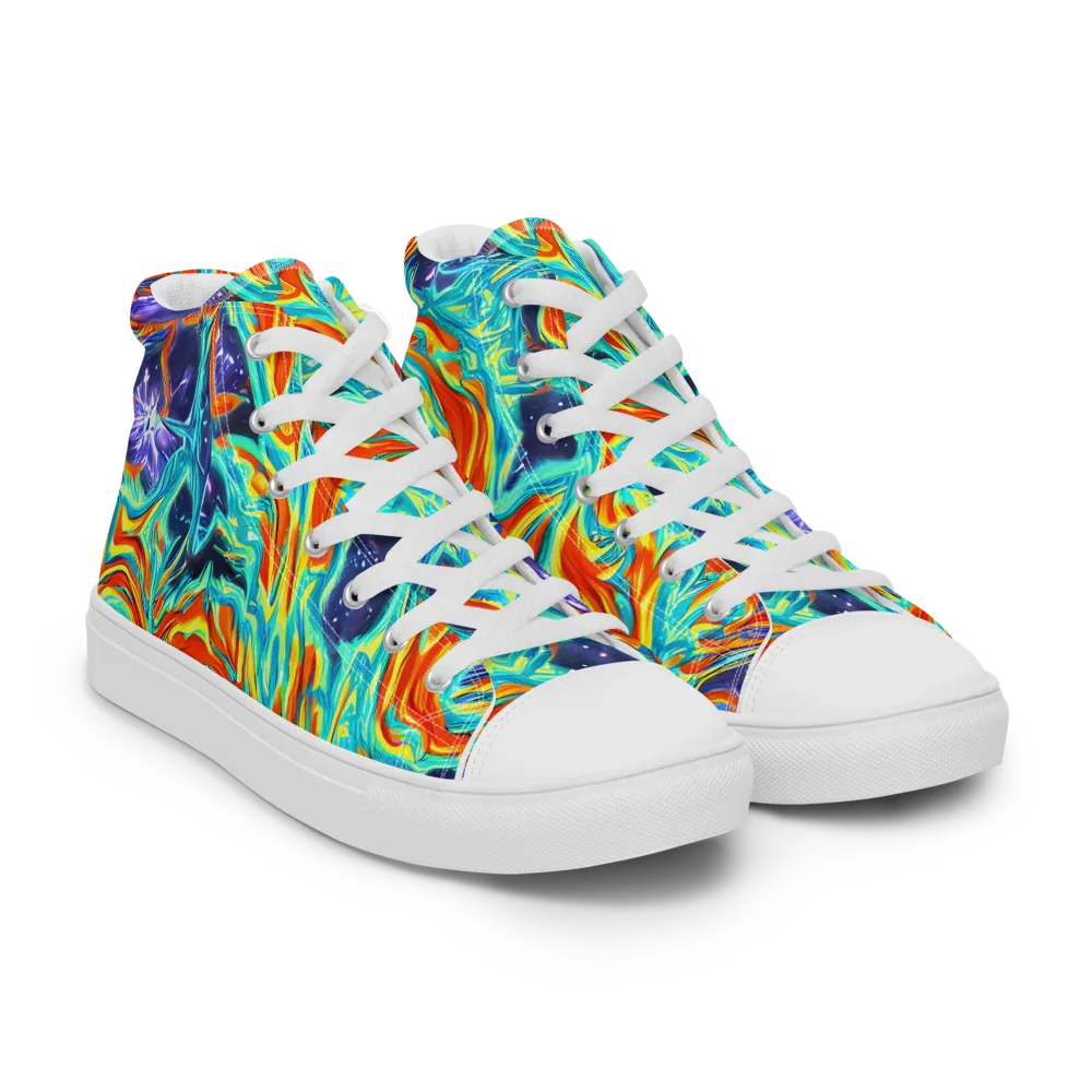 Ultramarine Ember on Women's High Top Canvas Shoes — Right Front