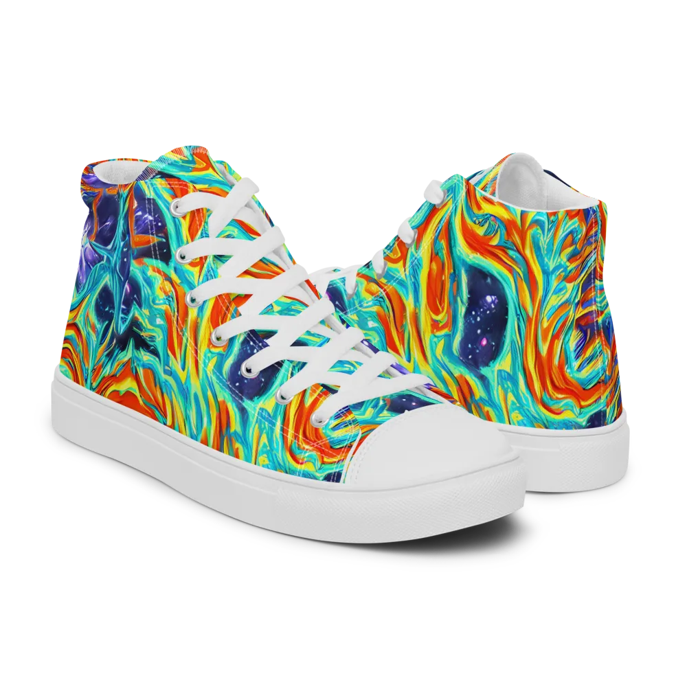 Ultramarine Ember on Women's High Top Canvas Shoes — Right