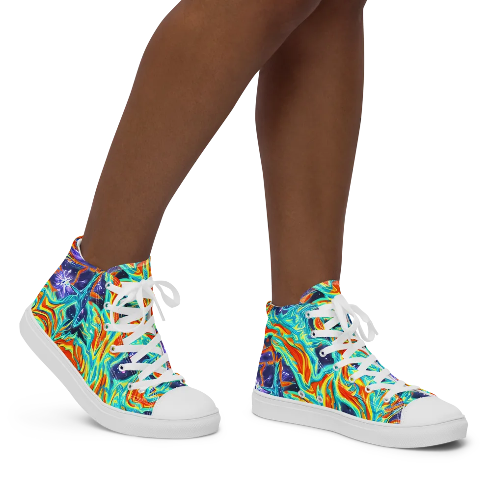 Ultramarine Ember on Women's High Top Canvas Shoes — Right