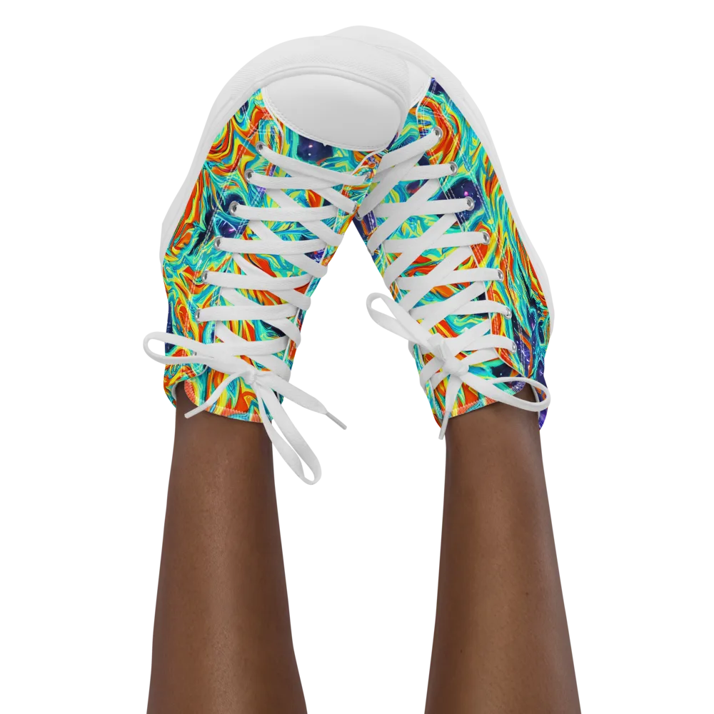 Ultramarine Ember on Women's High Top Canvas Shoes — Front