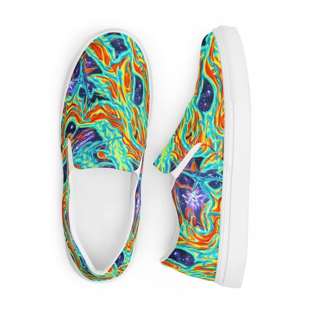 Ultramarine Ember on Men's Slip-On Canvas Shoes — Front