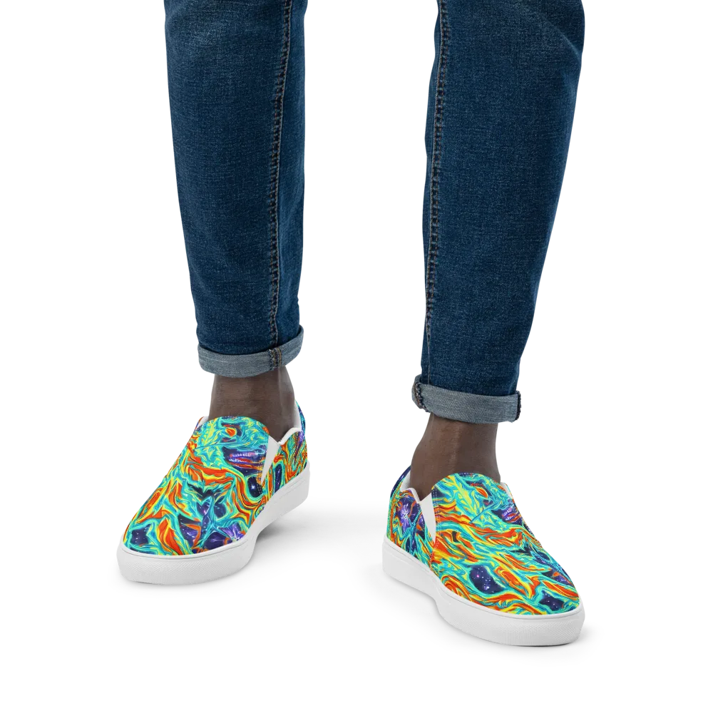 Ultramarine Ember on Men's Slip-On Canvas Shoes — Front