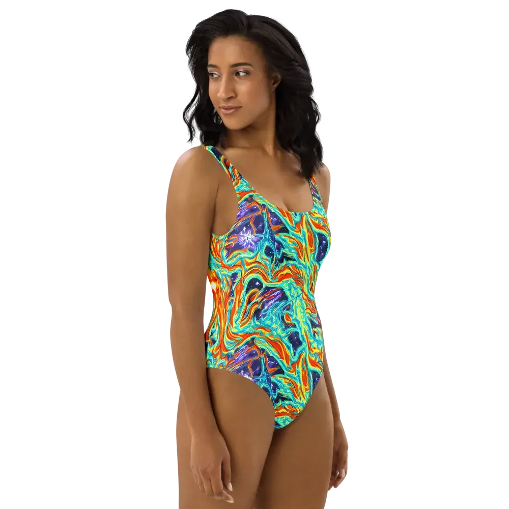 Ultramarine Ember on One-Piece Swimsuit — Right