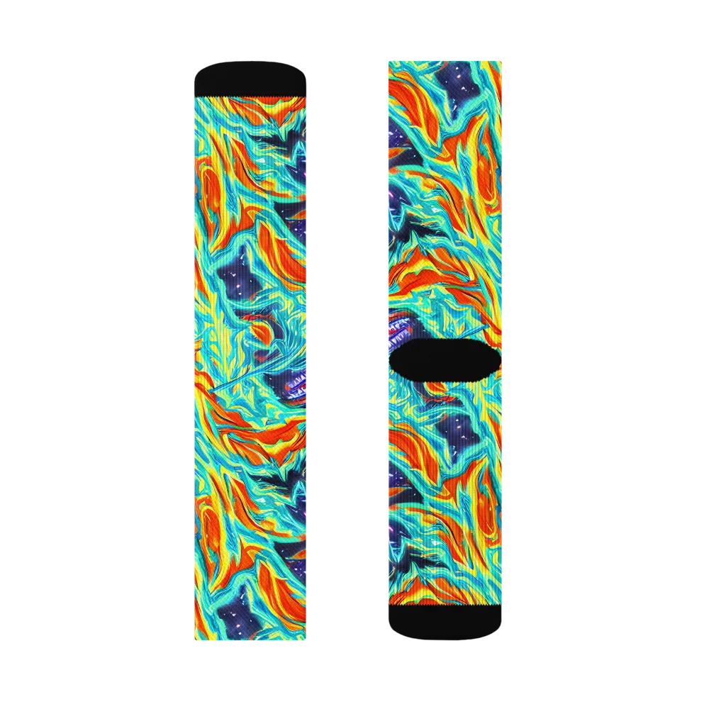 Ultramarine Ember on Socks — Left Sock