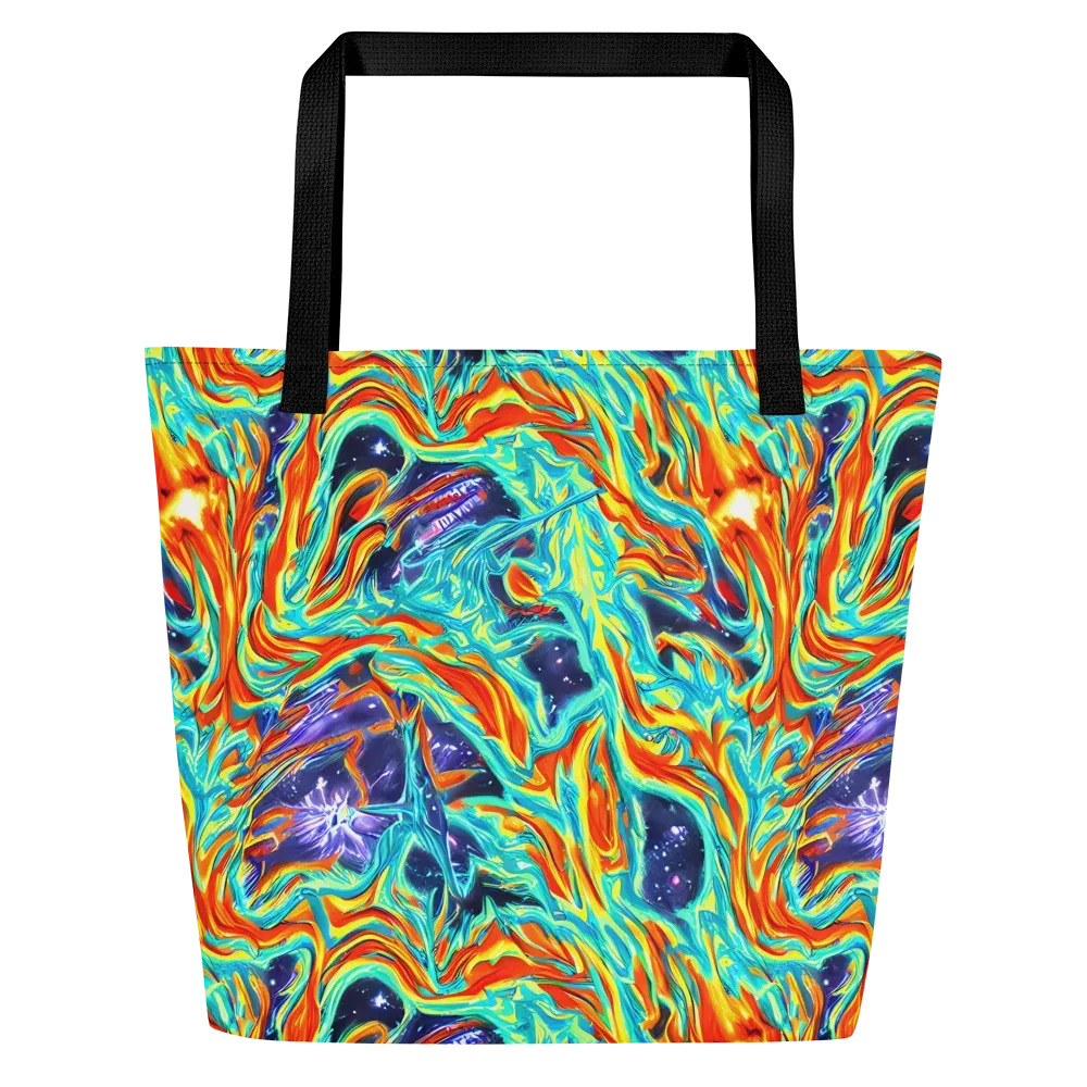 Ultramarine Ember on Large Tote Bag W/ Pocket — Front