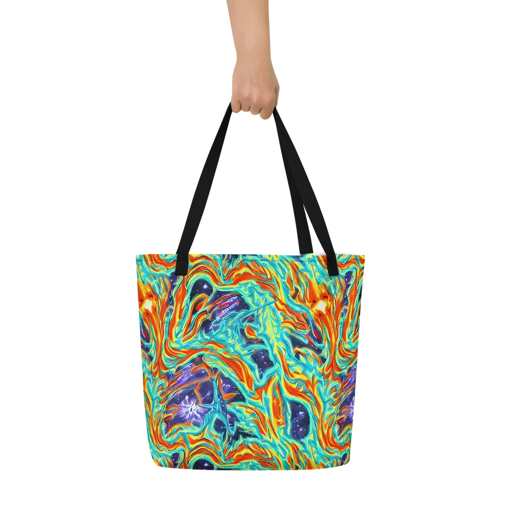 Ultramarine Ember on Large Tote Bag W/ Pocket — Front