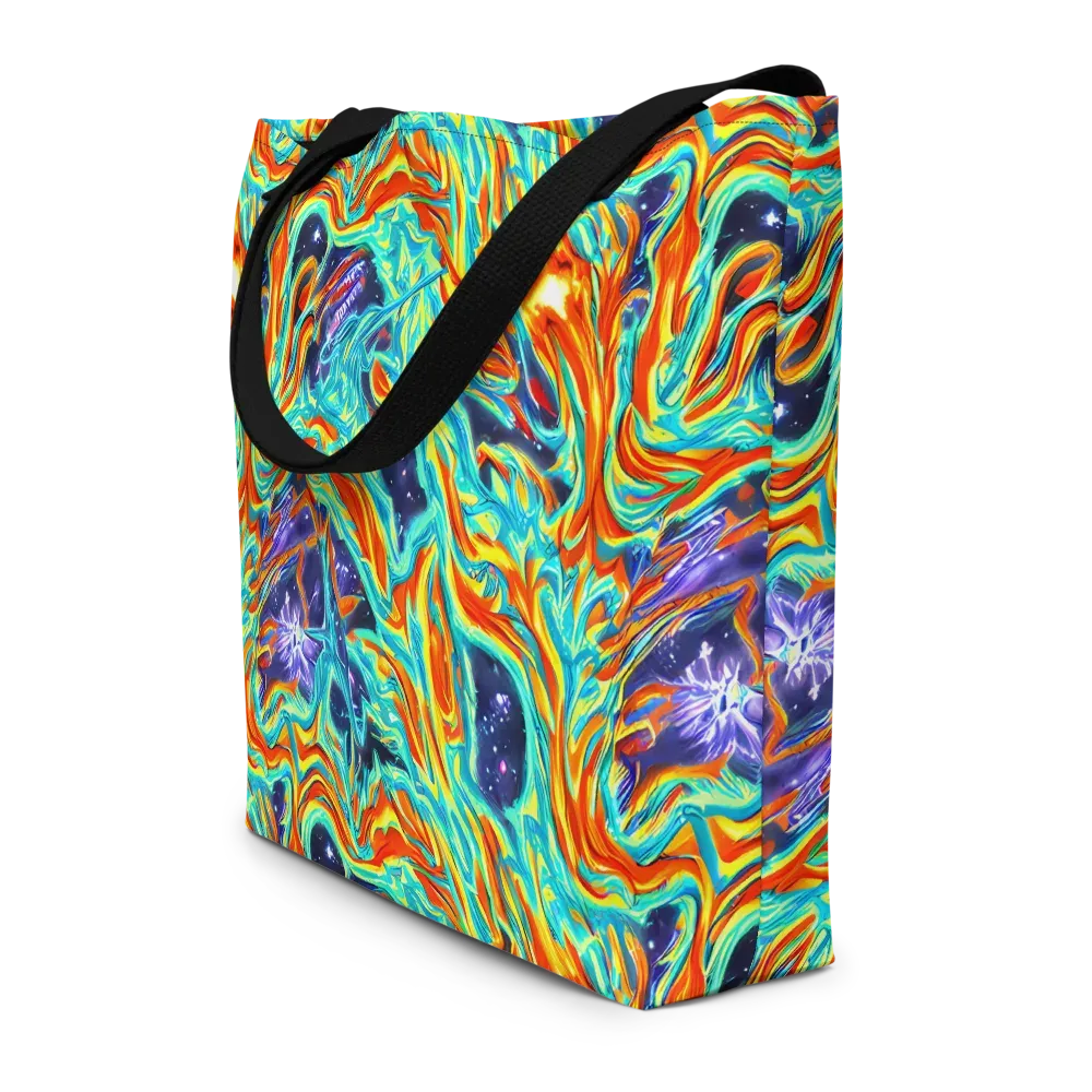 Ultramarine Ember on Large Tote Bag W/ Pocket — Front